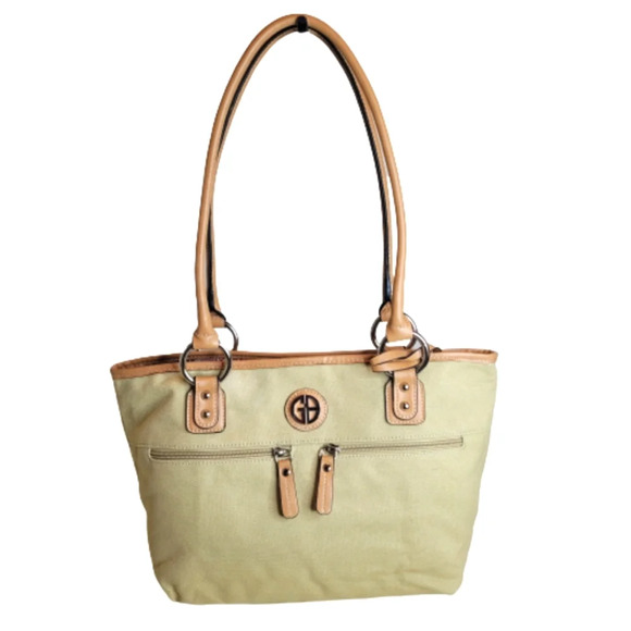Giani Bernini Khaki Tan Canvas Shoulder Tote Hand Bag NEW with Tags - Picture 1 of 14